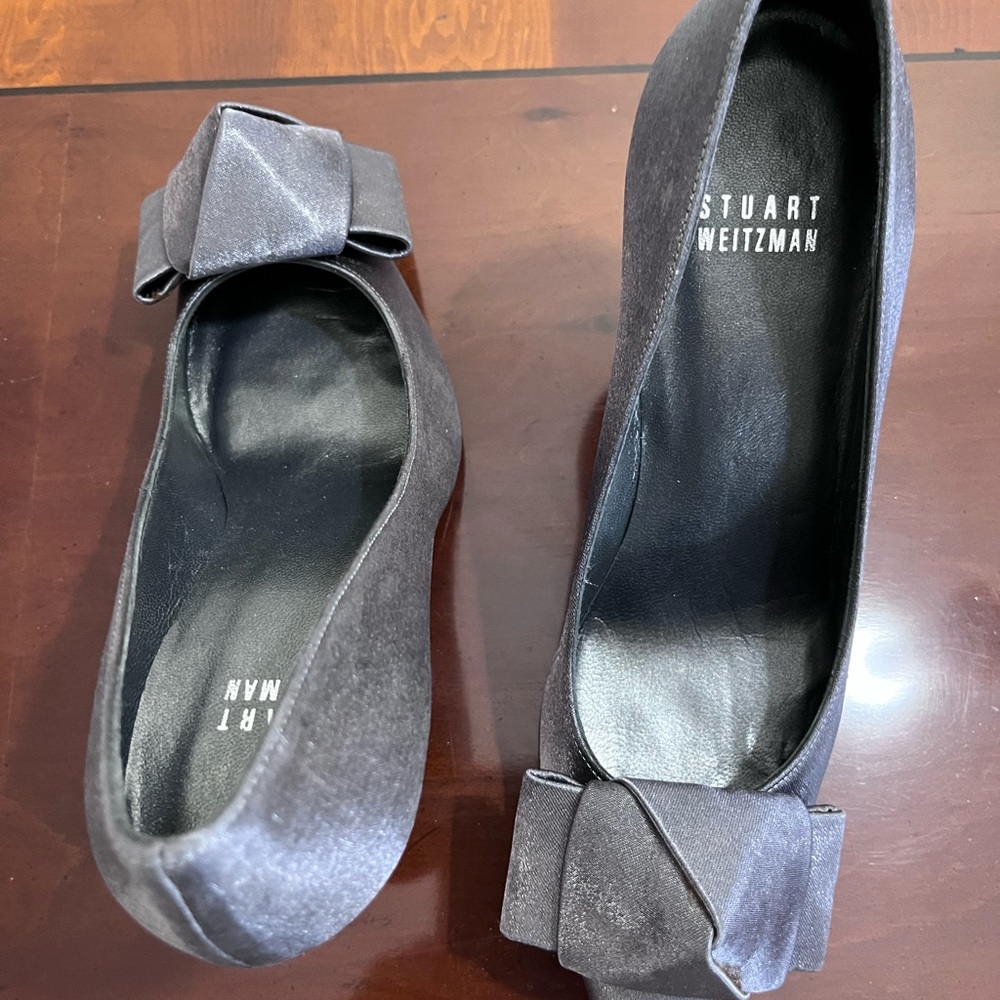 Stuart Weitzman Black Bow Flats